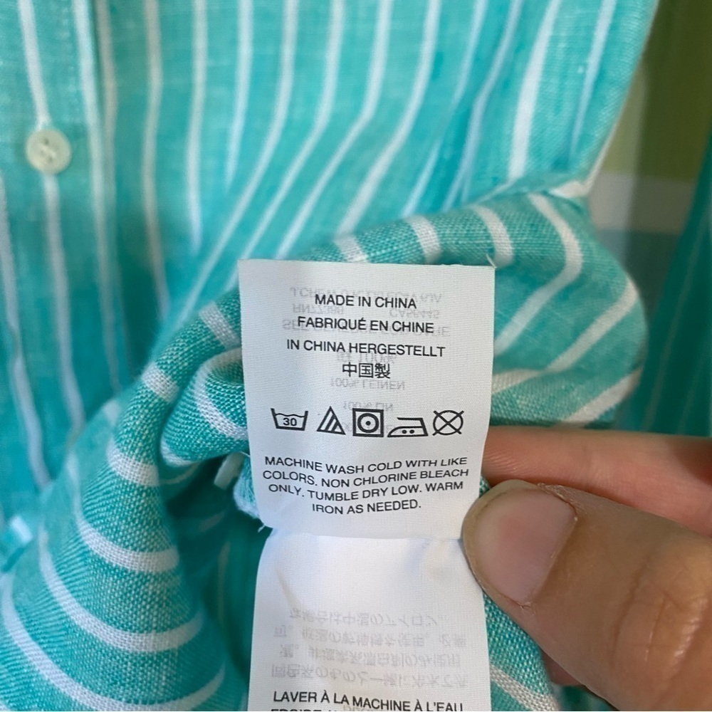J Crew Irish Linen Baird McNutt Striped Button Down Shirt Sz 00 - Picture 5 of 9